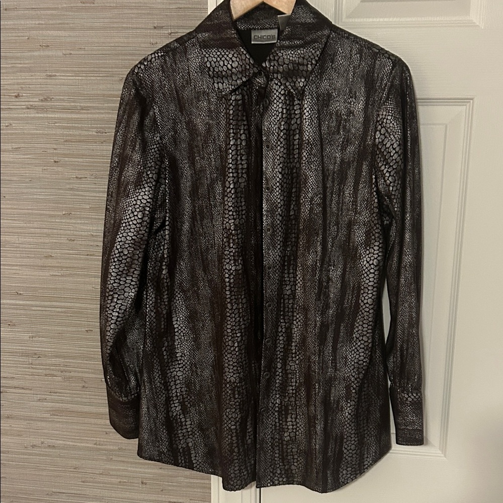Chico's Metallic Textured Blouse